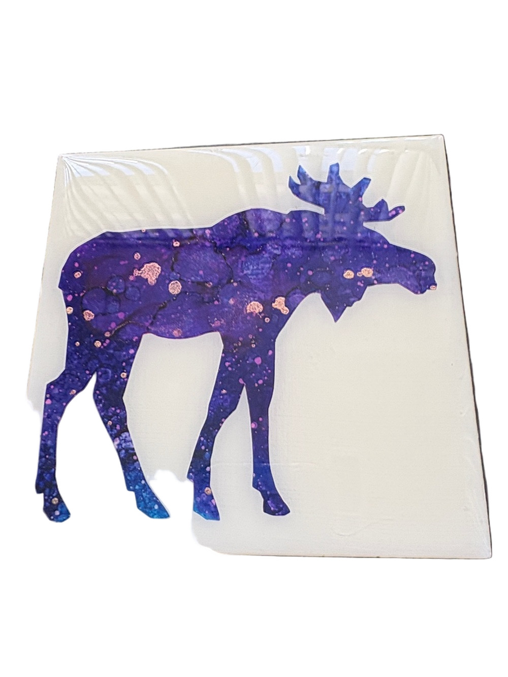 Purple Galaxy Moose Fluid Resign Wall Art